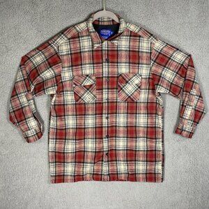 Pendleton‎ Men’s XL Long Virgin Wool Board Shirt Red Plaid Mexico